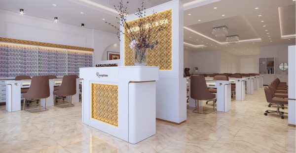 Mẫu thiết kế nội thất tiệm nail tại Mỹ